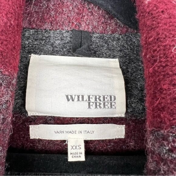 Aritzia Wilfred Free Neelam Off Duty Wool Grey &  Burgundy Plaid Coat XXS - Picture 15 of 16